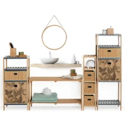 5five Panier 31x31cm, Latte bambou motif