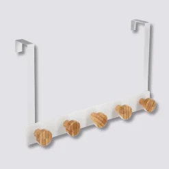 5five Patère 5 têtes métal et bambou, Blanc