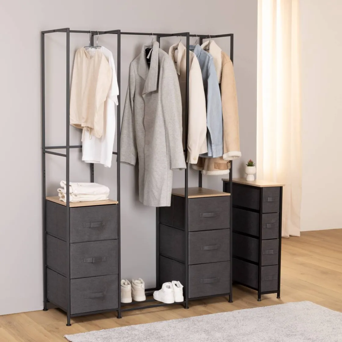 5five Penderie, 2 étagères, 6 tiroirs, Gris