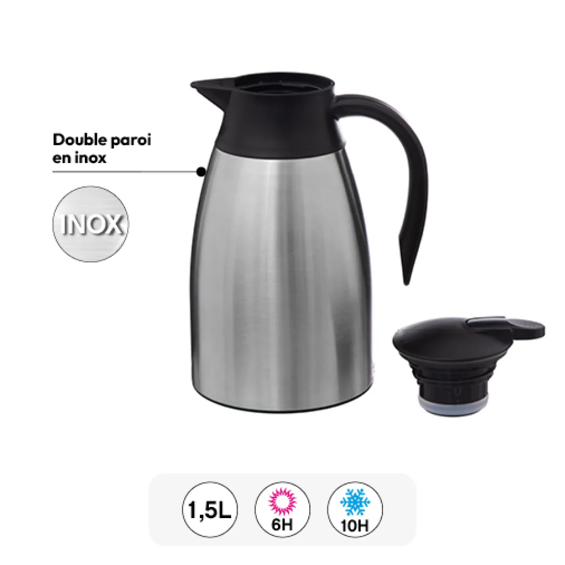 5five Pichet isotherme 1,5L, Inox