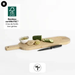 5five Planche à découper  avec rainures 60x16cm, Bambou