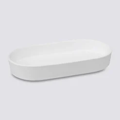 5five Plateau en grès, Blanc coton