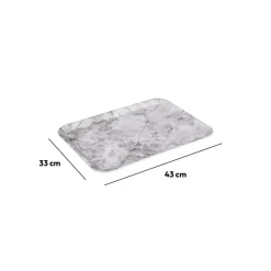 5five Plateau rectangulaire 33x43cm, Effet marbre blanc