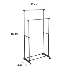 5five Portant à vêtement double à roulettes