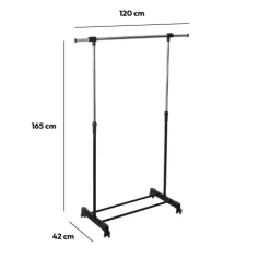 5five Portant à vêtements à roulettes simple