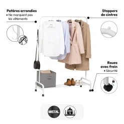 5five Portant à vêtements 180x118cm, Blanc