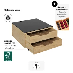 5five Porte-capsules 2 tiroirs, Beige