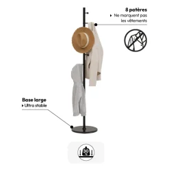 5five Porte-manteaux 8 crochets 173cm, Noir