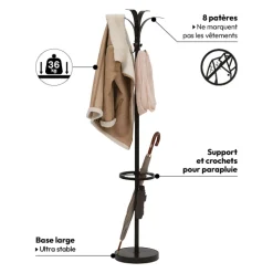 5five Porte-manteaux 8 crochets 175cm, Noir