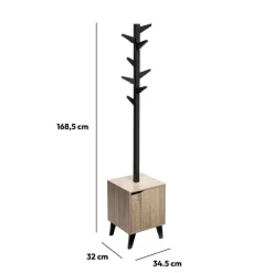 5five Porte-manteaux effet chêne naturel, Noir