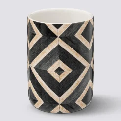 5five Pot à brosses à dents, Noir et beige