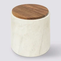 5five Pot à cotons, Effet travertin