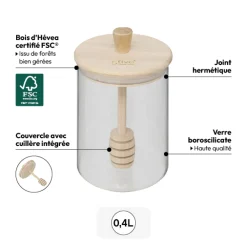 5five Pot à miel avec couvercle bois, 0,4L