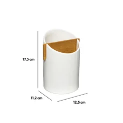 5five Pot à ustensiles 2 compartiments, Blanc