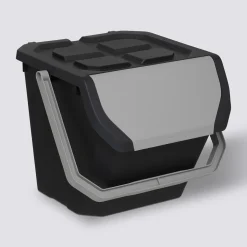 5five Poubelle de tri plastique 24L, Noir