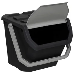 5five Poubelle de tri plastique 24L, Noir
