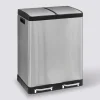 5five Poubelle de tri sélectif à pédales métal 2x30L, Inox