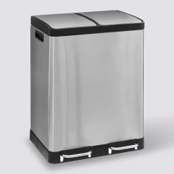 5five Poubelle de tri sélectif à pédales métal 2x30L, Inox