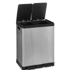 5five Poubelle de tri sélectif à pédales métal 2x30L, Inox