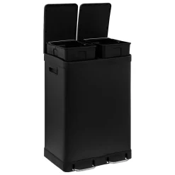 5five Poubelle de tri sélectif à pédales métal 2x30L, Noir