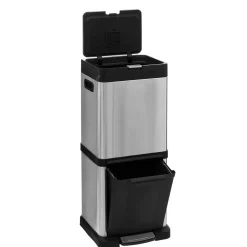 5five Poubelle de tri sélectif en métal 20+14L, Inox