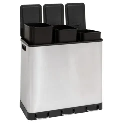 5five Poubelle de tri 3X18L, Inox