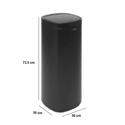 5five Poubelle métal 50L avec ouverture pression, Noir