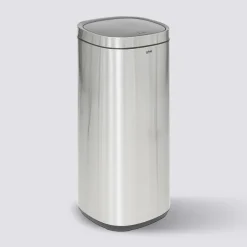 5five Poubelle métal 50L avec ouverture pression, Gris