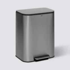 5five Poubelle métal 50L, Inox finition mat