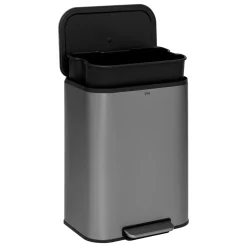 5five Poubelle métal 50L, Inox finition mat