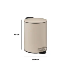 5five Poubelle métal Soft Close 3L, Beige naturel
