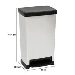 5five Poubelle, Pédale, 50 l, Argent