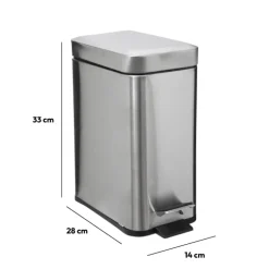 5five Poubelle rect soft close inox 5l