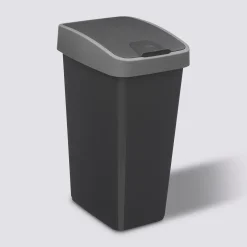 5five Poubelle rectangulaire à 2 ouvertures plastique 25L, Gris