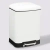 5five Poubelle rectangulaire à pédale métal 6L, Blanc