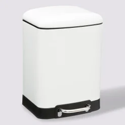 5five Poubelle rectangulaire à pédale métal 6L, Blanc