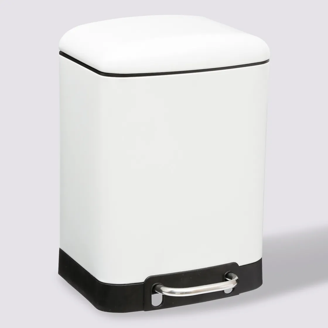 5five Poubelle rectangulaire à pédale métal 6L, Blanc