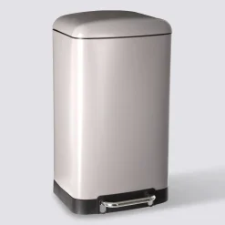 5five Poubelle rectangulaire à pédale métal 30L, Taupe