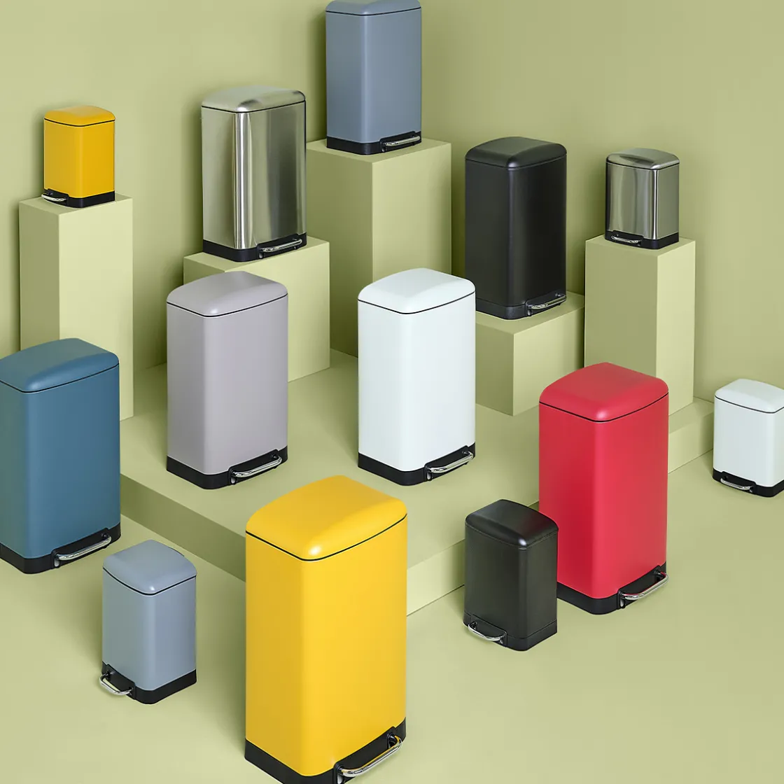 5five Poubelle rectangulaire à pédale métal 6L, Inox