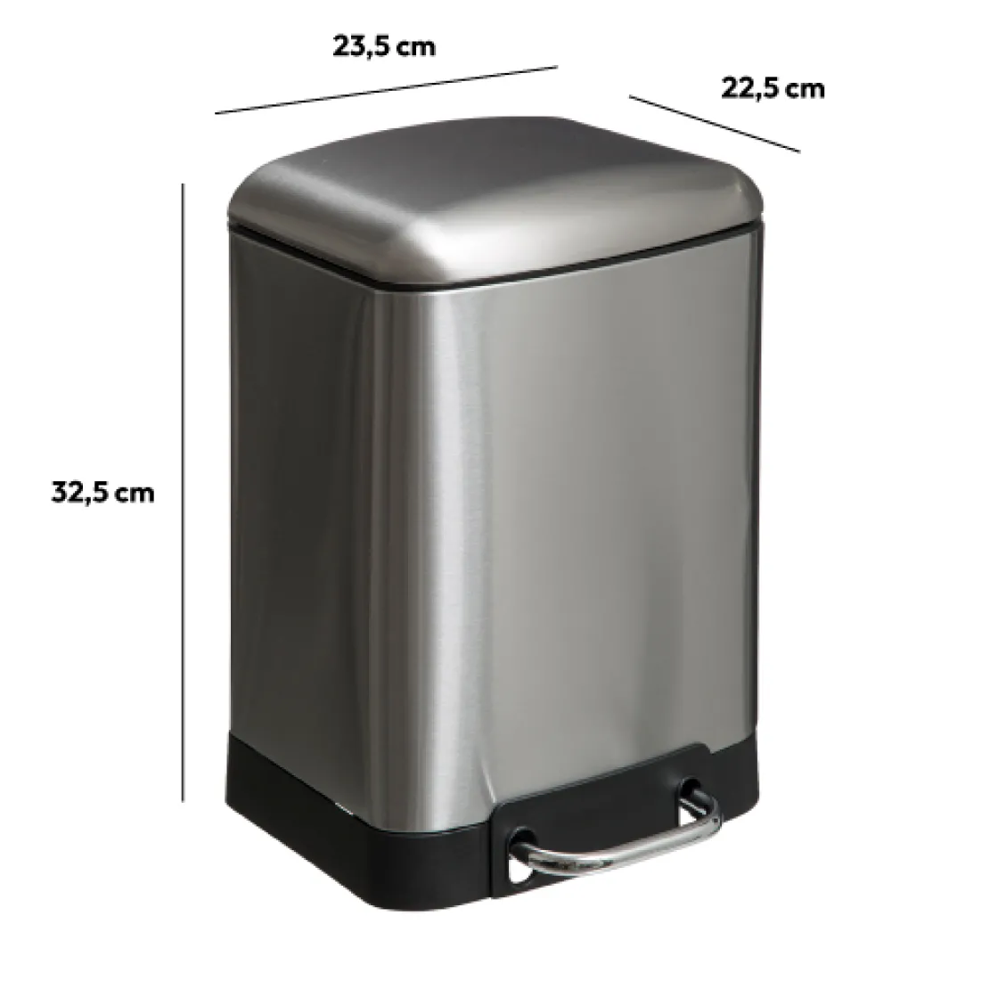 5five Poubelle rectangulaire à pédale métal 6L, Inox