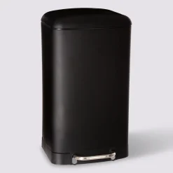 5five Poubelle rectangulaire à pédale métal 30L, Noir