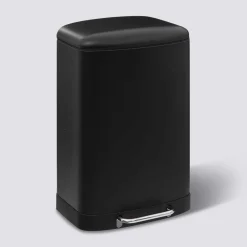 5five Poubelle rectangulaire à pédale métal 50L, Noir