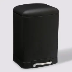 5five Poubelle rectangulaire à pédale métal 6L, Noir