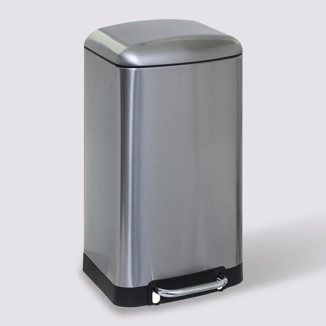 5five Poubelle rectangulaire à pédale métal 30L, Inox