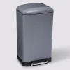 5five Poubelle rectangulaire à pédale métal 30L, Gris