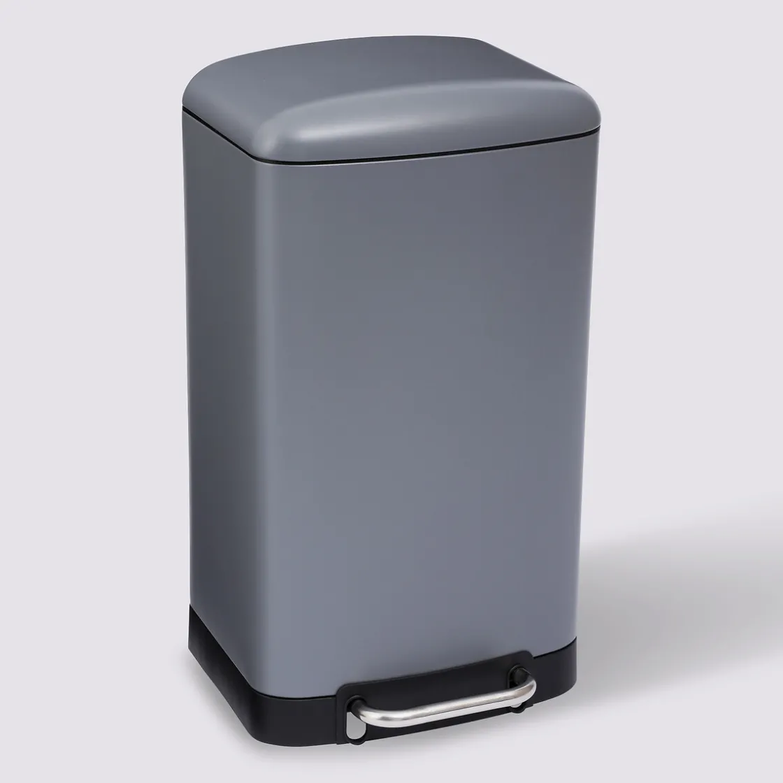 5five Poubelle rectangulaire à pédale métal 30L, Gris