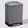 5five Poubelle rectangulaire à pédale métal 6L, Gris