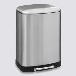 5five Poubelle rectangulaire à pédale métal 50L, Inox