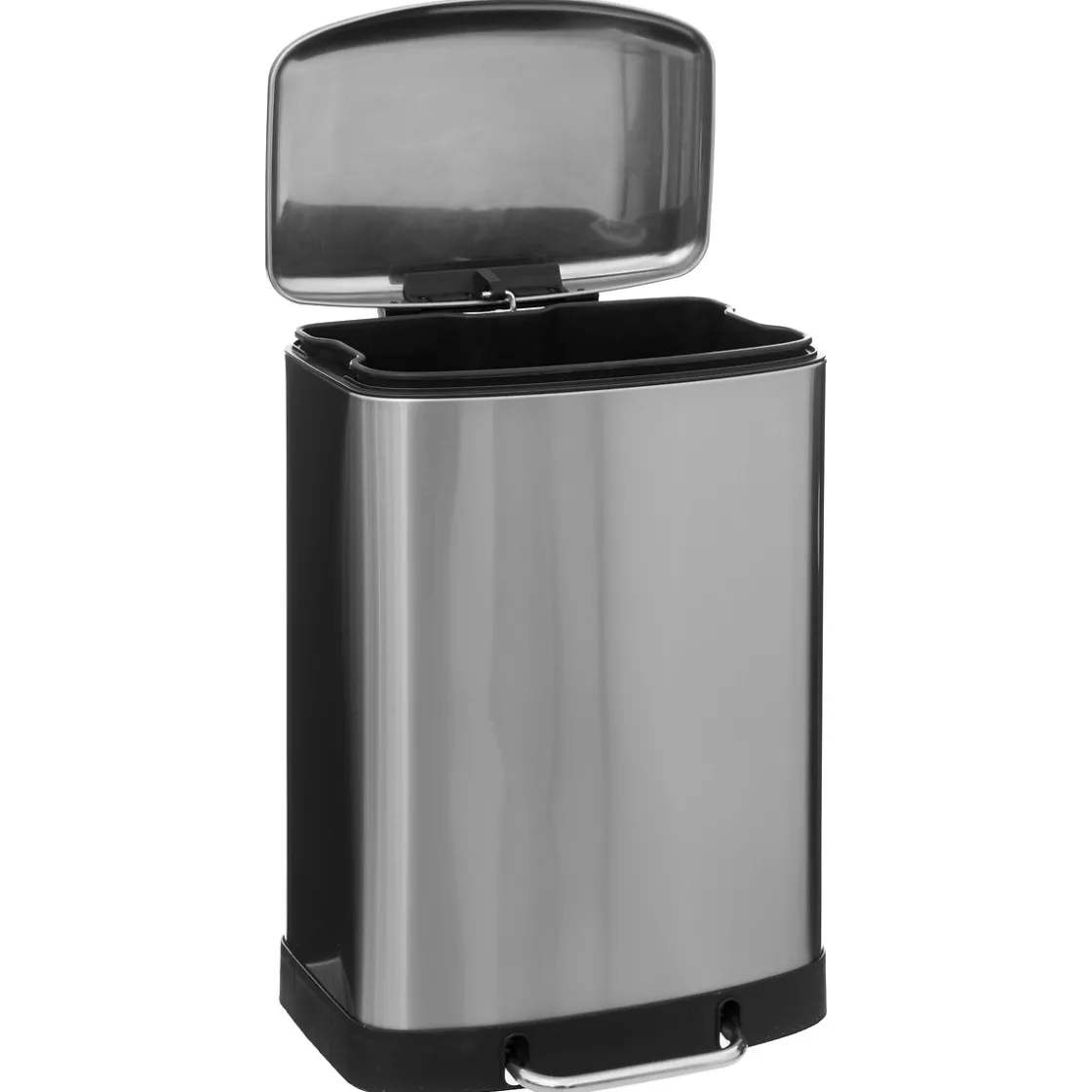 5five Poubelle rectangulaire à pédale métal 50L, Inox