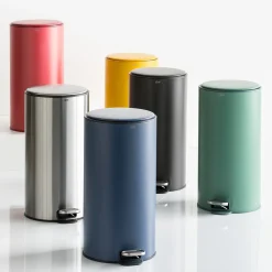 5five Poubelle ronde à pédale métal 30L, Inox